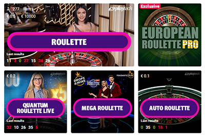 Screenshot of Party Casino's Online Roulette Game Selection displaying four roulette games