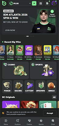 Casino App Homepage