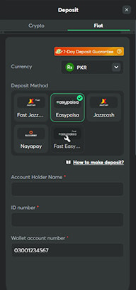 Casino Cashier with Easypaisa Selected