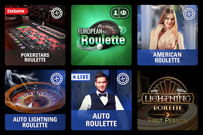 Screenshot of three Roulette games offered by PokerStars Casino in NJ