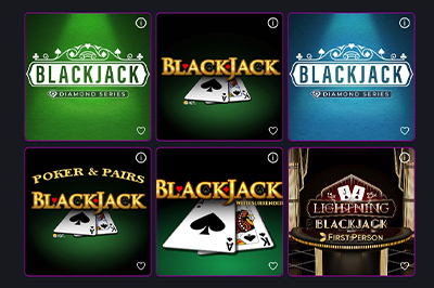 Screenshot of Stardust Casino's Online Blackjack Game Selection in New Jersey
