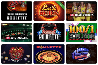 Screenshot of Tropicana's Online Roulette Game Selection in New Jersey