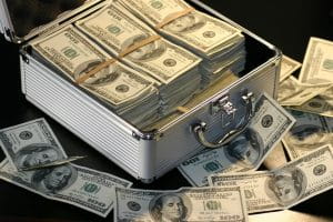 Dollars in a luggage