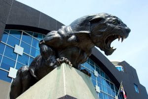 The Panther sculpture located outside Bank of America Stadium