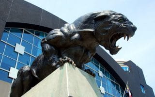 The Panther sculpture located outside Bank of America Stadium