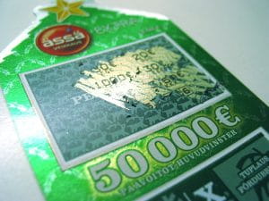 A holiday themed Scratch Off ticket with a jackpot of 50,000 Euro to represent online scratch offs.