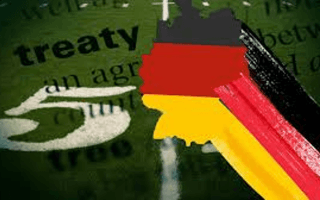Flag of Germany on an agreement paper