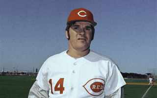 Major League Baseball’s all-time hits leader, Pete Rose, during a Red’s game in 1973
