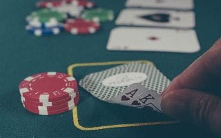 Cards on a table in casino