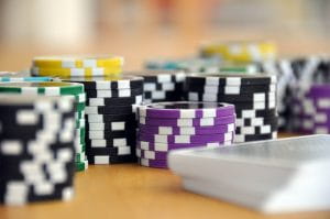 Chips on a casino table 