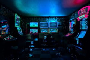 Gaming room with arcade machines 