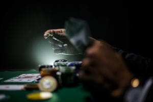 Focused photograph of poker chips 