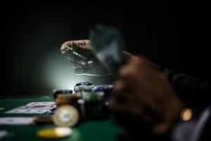 Focused photograph of poker chips
