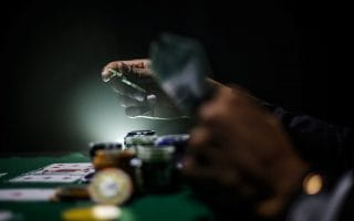 Focused photograph of poker chips