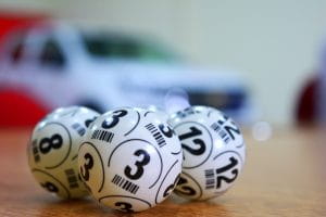 Lottery balls on a table