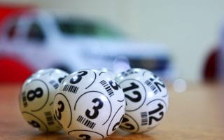 Lottery balls on a table