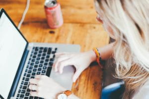 Woman using a laptop
