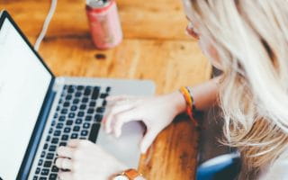 Woman using a laptop