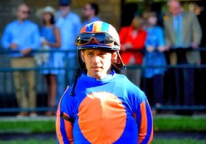 Portrait of Javier Castellano on the racing track 