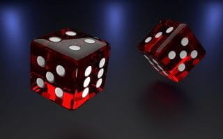 Two dices thrown in the air