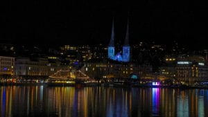 City buildings at night