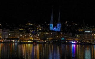 City buildings at night