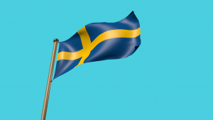 Swedish flag on a pole 