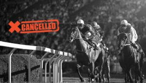 Horse Race with Sign “Cancelled”