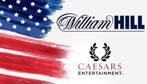 Caesars and William Hill Logos Next to the USA Flag 