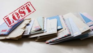 Postal Envelopes Stamped as Lost 