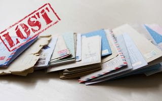 Postal Envelopes Stamped as Lost
