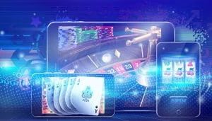 Diverse Mobile Devices with Different Casino Games on their Displays