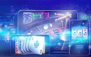 Diverse Mobile Devices with Different Casino Games on their Displays