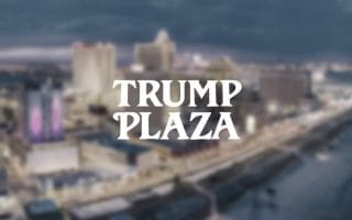 Trump Plaza Written Over a Blurry Shot of a Coastal Casino City