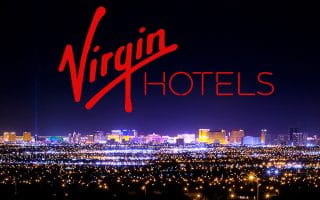 Virgin Hotels Logo Over Night Las Vegas