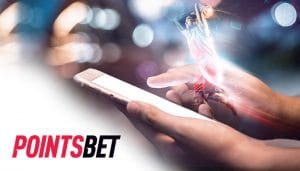 Basketball Player Out of a Mobile Phone Next to PointsBet Logo