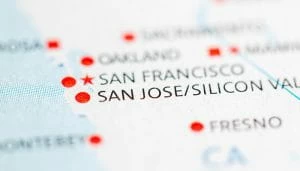 California San Jose Zoomed Location on the State Map