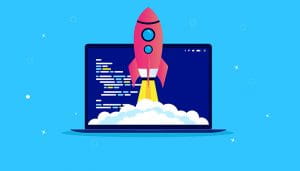 Space Rocket Takes Off from a Computer 