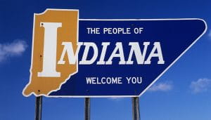 The Logo Of Indiana on a Road Sign