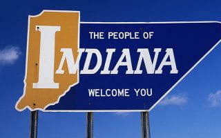 The Logo Of Indiana on a Road Sign