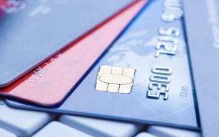 Bank Cards Over a Keyboard