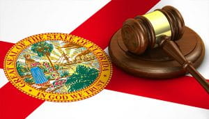 State of Florida Flag and Court Gavel 