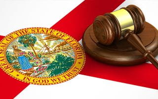 State of Florida Flag and Court Gavel