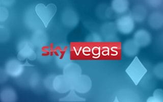 Sky Vegas Logo on a Blue Background