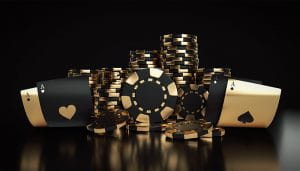 Black and Gold Casino Chips and Cards 