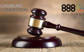 The UKGC and the 888 Holdings Logos over a Gavel