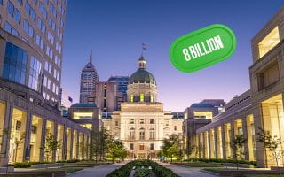 Indiana State Government Building and an Eight Billion Green Sign