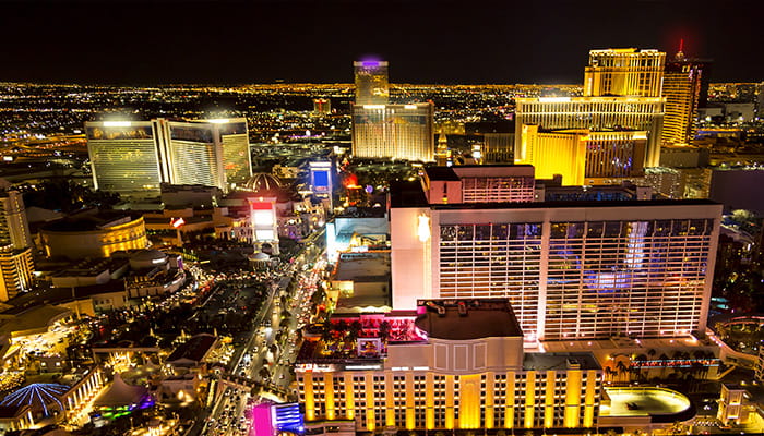 Las Vegas casinos skyline at night 
