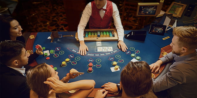 Poker players at a casino table