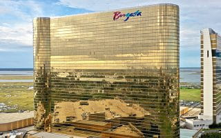 A Physical Borgata Casino Location with the Logo at the Top of the Building